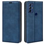 Per Motorola Moto G Play 2023 Custodia in pelle con ventosa magnetica retro-pelle (blu scuro)