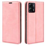 Per Motorola Moto G73 Custodia in pelle con ventosa magnetica retro-pelle (rosa)