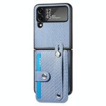 Per Samsung Galaxy Z Flip4 Wristband Kickstand Card Wallet Cover posteriore Custodia per telefono (blu)