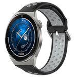 Per Huawei Watch GT3 Pro 43mm 20mm Cinturino sportivo in silicone traspirante traforato (nero + grigio)