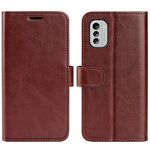 Per Nokia G60 R64 Custodia per telefono orizzontale in pelle a conchiglia texture (marrone)