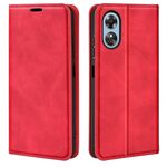 Per OPPO A17 Custodia per telefono in pelle con aspirazione magnetica retro-pelle (rossa)