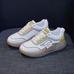 Sneakers traspiranti antiscivolo primaverili Scarpe casual con piattaforma colorblock, taglia: 36 (giallo)