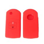 Per Mazda M6/CX-5 Custodia in silicone pieghevole a 2 pulsanti per telecomando da 2 pezzi (rosso)