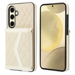 Per Samsung Galaxy S24 FE 5G Custodia per telefono con trama rombica e cordino lungo (beige)