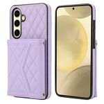 Per Samsung Galaxy S24 FE 5G Custodia per telefono con trama rombica e cordino lungo (viola)