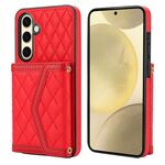 Per Samsung Galaxy S24 FE 5G Custodia per telefono con trama rombica e cordino lungo (rosso)