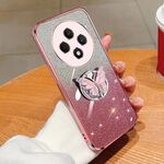 Per OPPO Reno12 F placcato sfumato glitter farfalla supporto TPU custodia per telefono (rosa)