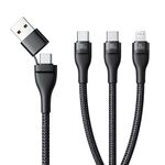 Baseus Flash Series 3 100W 2 a 3 USB e Type-C a 8 pin e doppio cavo dati di ricarica rapida Type-C, lunghezza: 1,5 m (nero)
