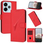 Per Redmi 13 4G Custodia in pelle con fibbia a motivo triangolare (rosso)