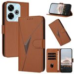 For Redmi 13 4G Triangle Pattern Buckle Clasp Leather Phone Case(Brown)