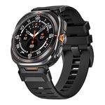 Per Samsung Galaxy Watch Ultra 47mm Cinturino in acciaio con fibbia in gomma fluorurata (nero)
