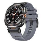 Per Samsung Galaxy Watch Ultra 47mm Cinturino in gomma fluorurata con fibbia in acciaio (nero grigio)
