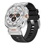 Per Samsung Galaxy Watch Ultra 47mm Cinturino in fluorogomma con fibbia in acciaio (argento nero)