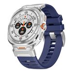 Per Samsung Galaxy Watch Ultra 47mm Cinturino in fluorogomma con fibbia in acciaio (argento blu)