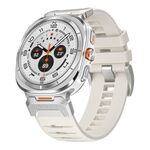 Per Samsung Galaxy Watch Ultra 47mm Cinturino in fluorogomma con fibbia in acciaio (Silver Starlight)