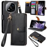 For Xiaomi Redmi Note 14 Pro+ 5G Love Zipper Lanyard Leather Phone Case(Black)