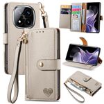 For Xiaomi Redmi Note 14 Pro+ 5G Love Zipper Lanyard Leather Phone Case(Gray)