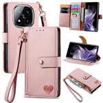 For Xiaomi Redmi Note 14 Pro+ 5G Love Zipper Lanyard Leather Phone Case(Pink)