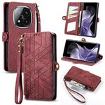 For Xiaomi Redmi Note 14 Pro+ 5G Geometric Zipper Wallet Side Buckle Leather Phone Case(Red)