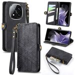 For Xiaomi Redmi Note 14 Pro+ 5G Geometric Zipper Wallet Side Buckle Leather Phone Case(Black)
