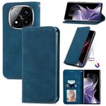 Per Xiaomi Redmi Note 14 Pro+ 5G Retro Skin Feel Custodia in pelle magnetica Flip Phone (blu)