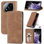 Per Xiaomi Redmi Note 14 Pro+ 5G Custodia in pelle magnetica con effetto pelle retrò (marrone)