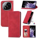 Per Xiaomi Redmi Note 14 Pro+ 5G Retro Skin Feel Custodia in pelle magnetica Flip Phone (rosso)