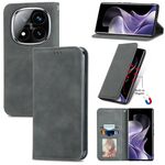 Per Xiaomi Redmi Note 14 Pro+ 5G Retro Skin Feel Custodia in pelle magnetica Flip Phone (grigio)