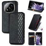 For Xiaomi Redmi Note 14 Pro+ 5G Cubic Grid Pressed Magnetic Leather Phone Case(Black)