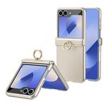 For Samsung Galaxy Z Flip6 5G Starry Sky Plated Ring Case-film Integrated Phone Case(Champagne Gold)