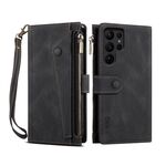 Per Samsung Galaxy S24 Ultra 5G ESEBLE Retro Frosted RFID Flip Custodia in pelle per telefono (nero)