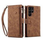 Per Samsung Galaxy S24 Ultra 5G ESEBLE Retro Frosted RFID Flip Custodia in pelle per telefono (marrone)
