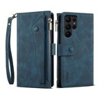 Per Samsung Galaxy S24 Ultra 5G ESEBLE Retro Frosted RFID Flip Custodia in Pelle per Telefono (Verde Scuro)