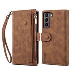 Per Samsung Galaxy S24+ 5G ESEBLE Retro Frosted RFID Flip Custodia in pelle per telefono (marrone)