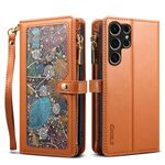 Per Samsung Galaxy S24 Ultra 5G ESEBLE Star Series Portafoglio con cerniera RFID Custodia in pelle (marrone)