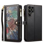 Per Samsung Galaxy S24 Ultra 5G ESEBLE Star Series Portafoglio con cerniera RFID Custodia in pelle (nero)