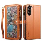 Per Samsung Galaxy S24+ 5G ESEBLE Star Series Portafoglio con cerniera e cordino RFID Custodia in pelle (marrone)