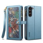 Per Samsung Galaxy S24+ 5G ESEBLE Star Series Portafoglio con cerniera RFID Custodia in pelle (blu)