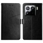 Per Xiaomi 15 Custodia per telefono in pelle con motivo a Y (nero)
