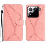 Per Xiaomi 15 Custodia per telefono in pelle goffrata con cuciture (rosa)