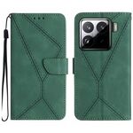 Per Xiaomi 15 Custodia per telefono in pelle goffrata con cuciture (verde)