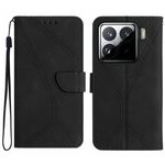 Per Xiaomi 15 Custodia per telefono in pelle goffrata con cuciture (nero)