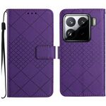 Per Xiaomi 15 Pro Custodia in pelle con trama a griglia rombica (viola)