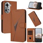 Per OPPO Reno11 Global Triangle Pattern Fibbia Custodia in pelle per telefono (marrone)