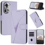 For OPPO Reno11 Global Triangle Pattern Buckle Clasp Leather Phone Case(Light Purple)
