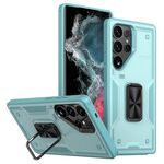 Per Samsung Galaxy S22 Ultra 5G Custodia per telefono con supporto ad anello in PC ibrido in TPU (blu)