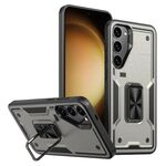 Per Samsung Galaxy S23 5G Custodia per telefono con supporto ad anello in TPU ibrido per PC (grigio titanio)
