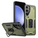 Per Samsung Galaxy S23 FE 5G Custodia per telefono con supporto ad anello in PC ibrido in TPU (verde oliva)