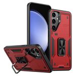 Per Samsung Galaxy S23 FE 5G Custodia per telefono con supporto ad anello in PC ibrido in TPU (rosso)